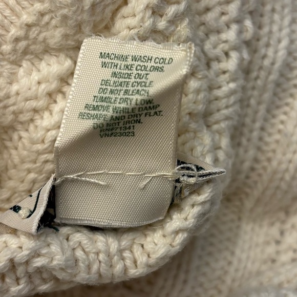 L.L. Bean Vintage Ivory Cable Knit Cardigan Sweater Cotton Size Small - Picture 12 of 12